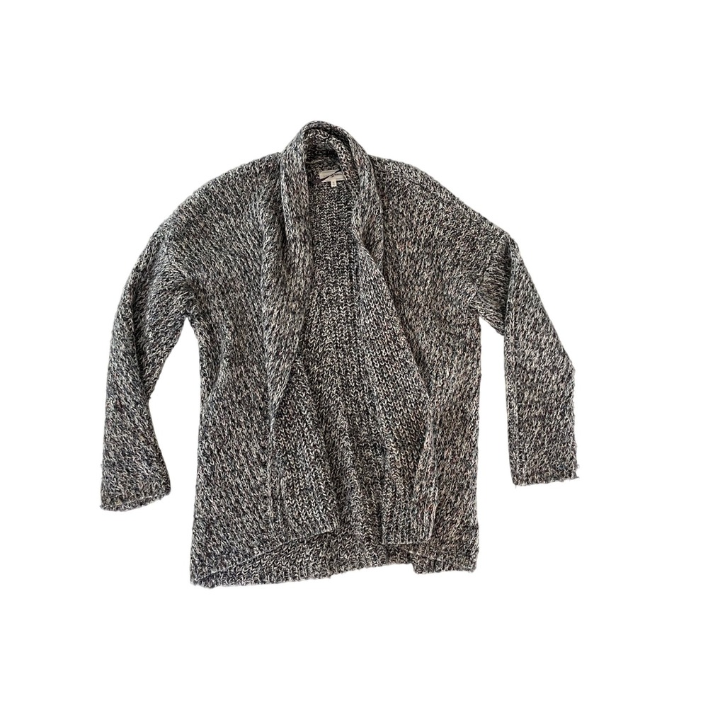 Lou & Grey Womens Small Grey Confetti Marled Knit Open Front Cardigan 472401‎